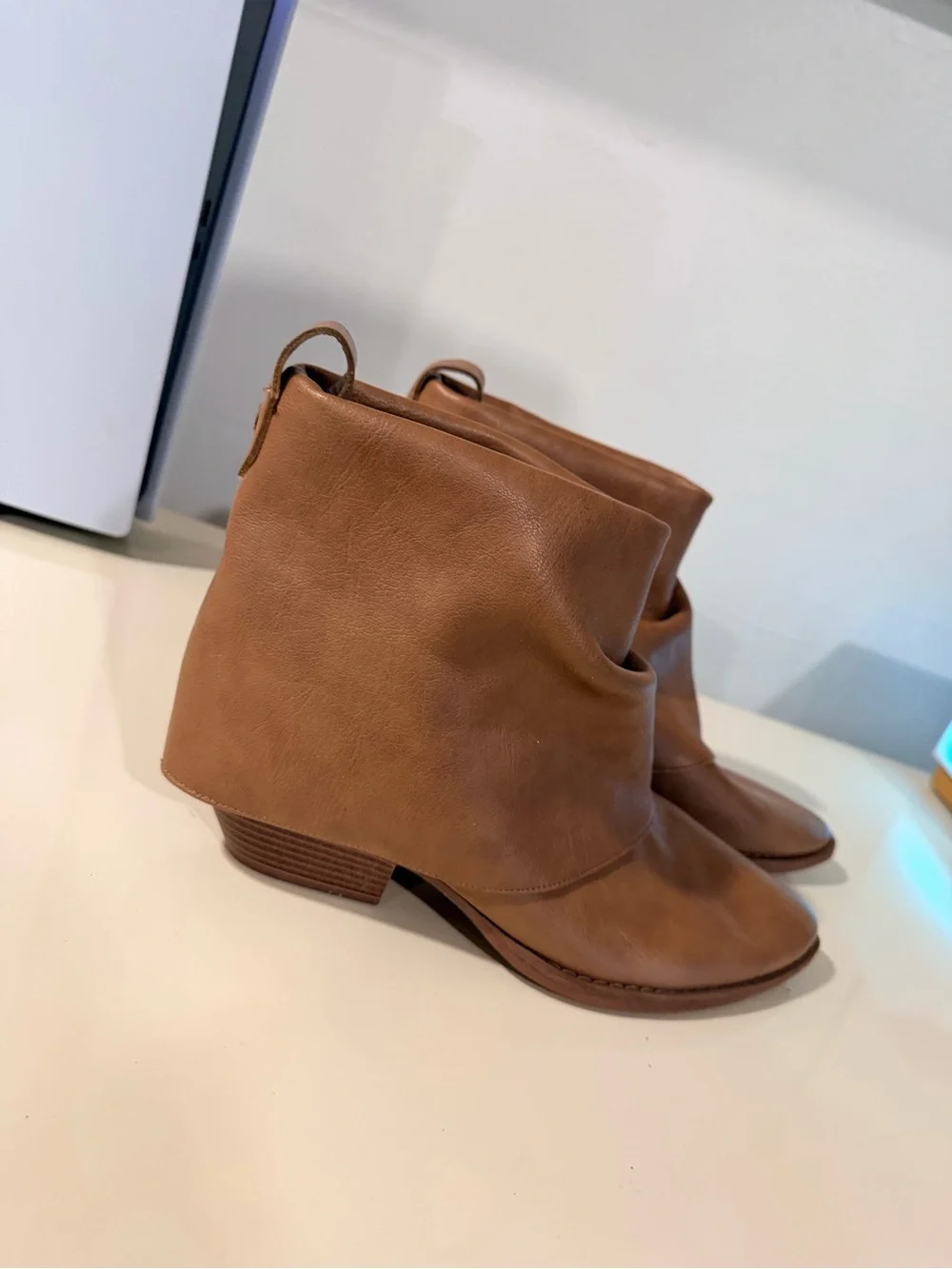 Zodiac Tan Leatherette Slouch Ankle Boot